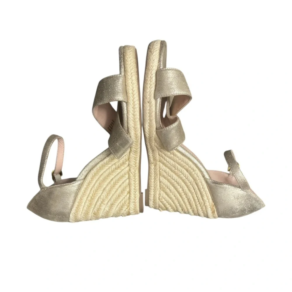 J. Crew Women's Metallic Espadrille Wedge Sandals Size 7.5